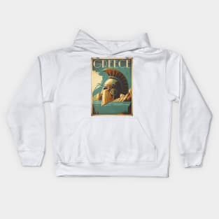 Greece Spartan Helmet Vintage Travel Art Poster Kids Hoodie